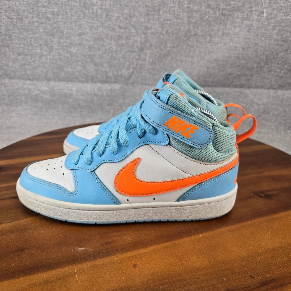 Nike Court Borough Mid 2 Kids 5Y Glacier Blue Total Orange HF4791-407 High‎ Top - Picture 2 of 14